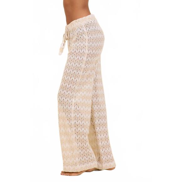 NEW VINTAGE HAVANA cabana stripe textured woven pant in beige - Picture 4 of 4